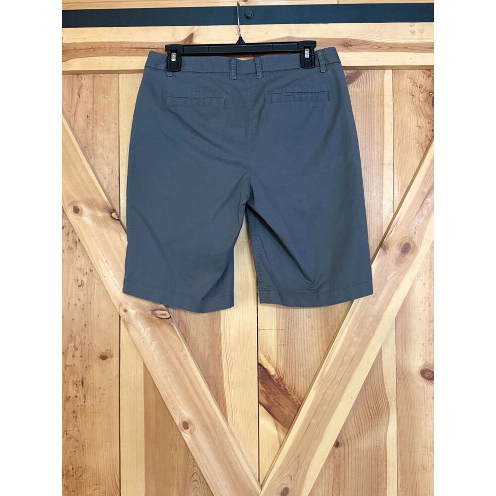 J Crew Bermuda Shorts Womens Sz 2 Grey Chino Flat Hiking Outdoor Stretch Cotton